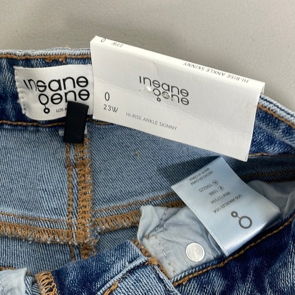 Insane Gene Jeans NWT Hi-Rise Ankle Skinny Medium Wash Blue Denim Size 0 / 23 - Picture 9 of 13